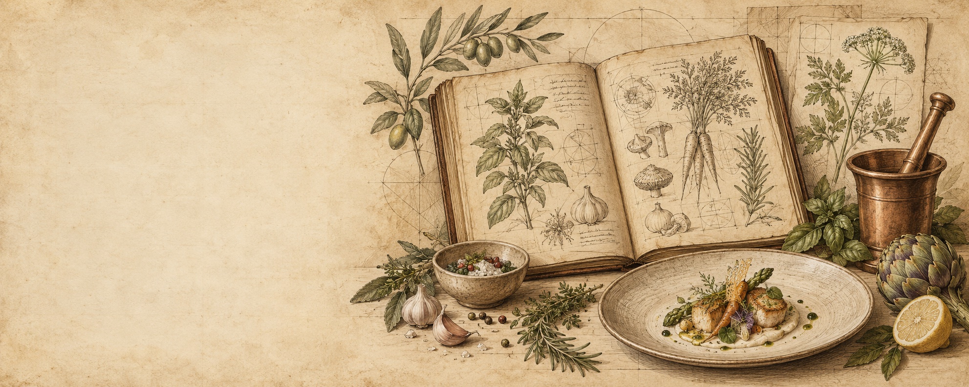 Illustration eines aufgeschlagenen Kochbuchs